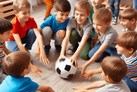 group game with a ball for children 3